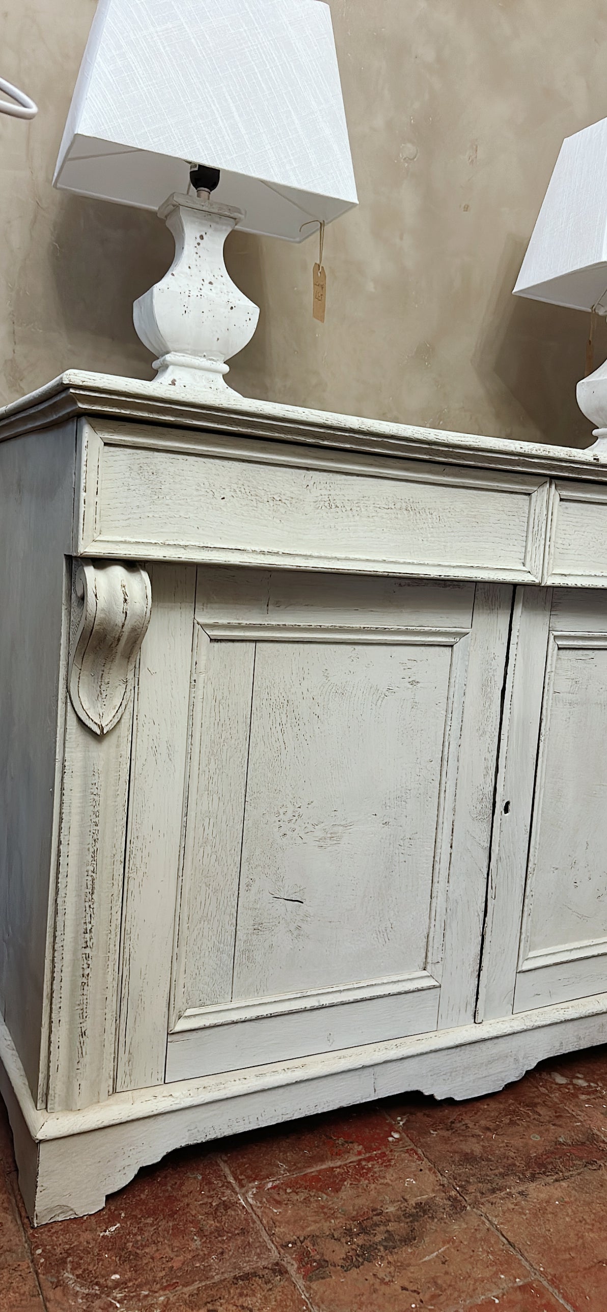 Antique painted sideboard - cupboard old linen