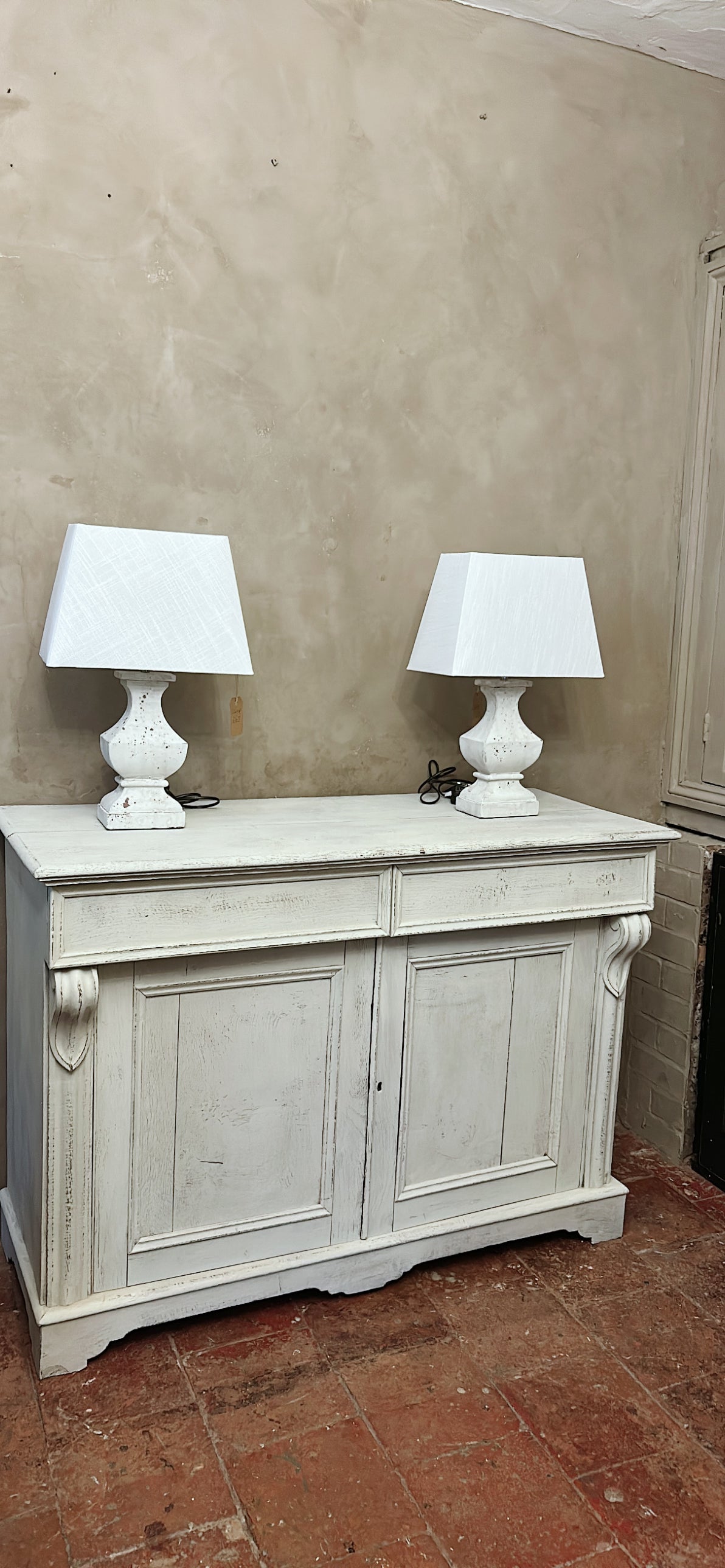 Antique painted sideboard - cupboard old linen