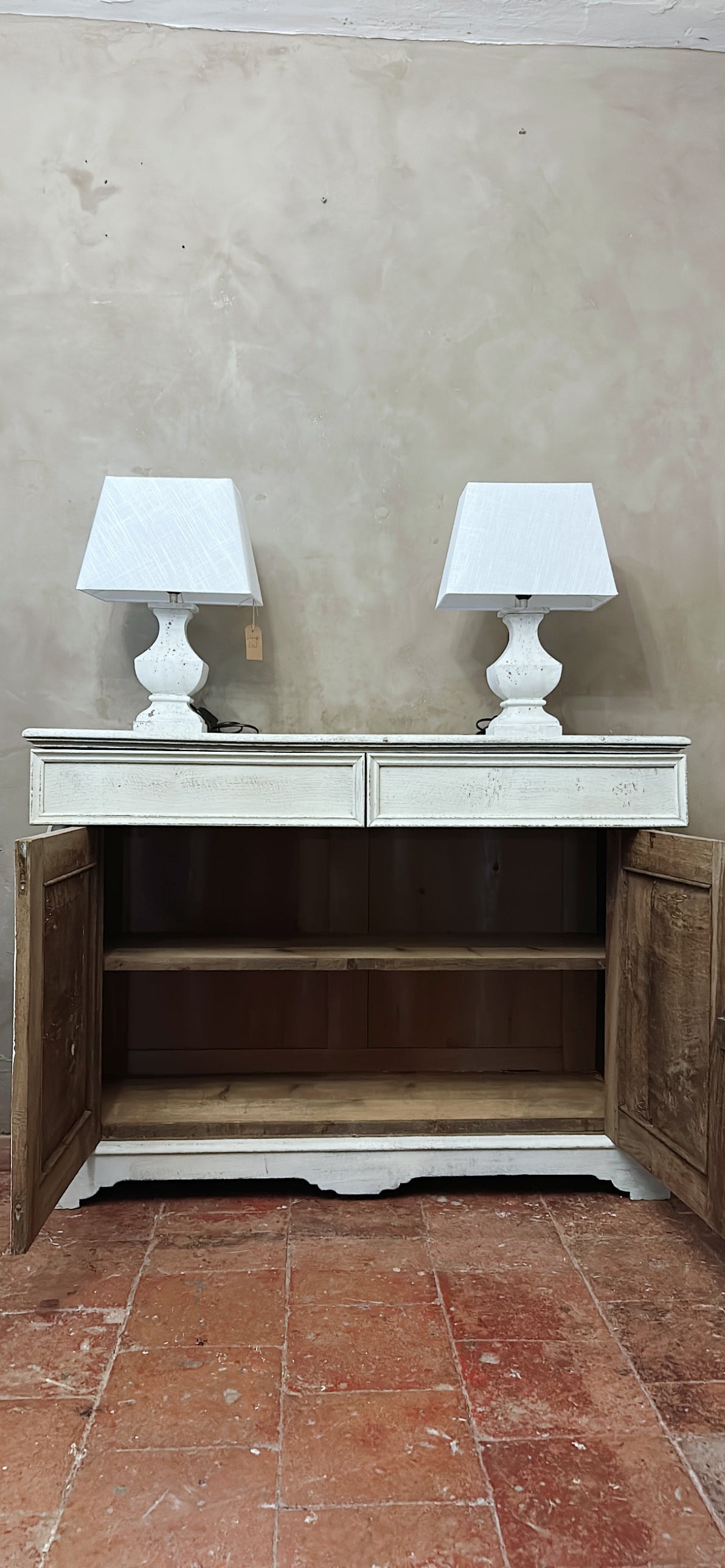 Antique painted sideboard - cupboard old linen