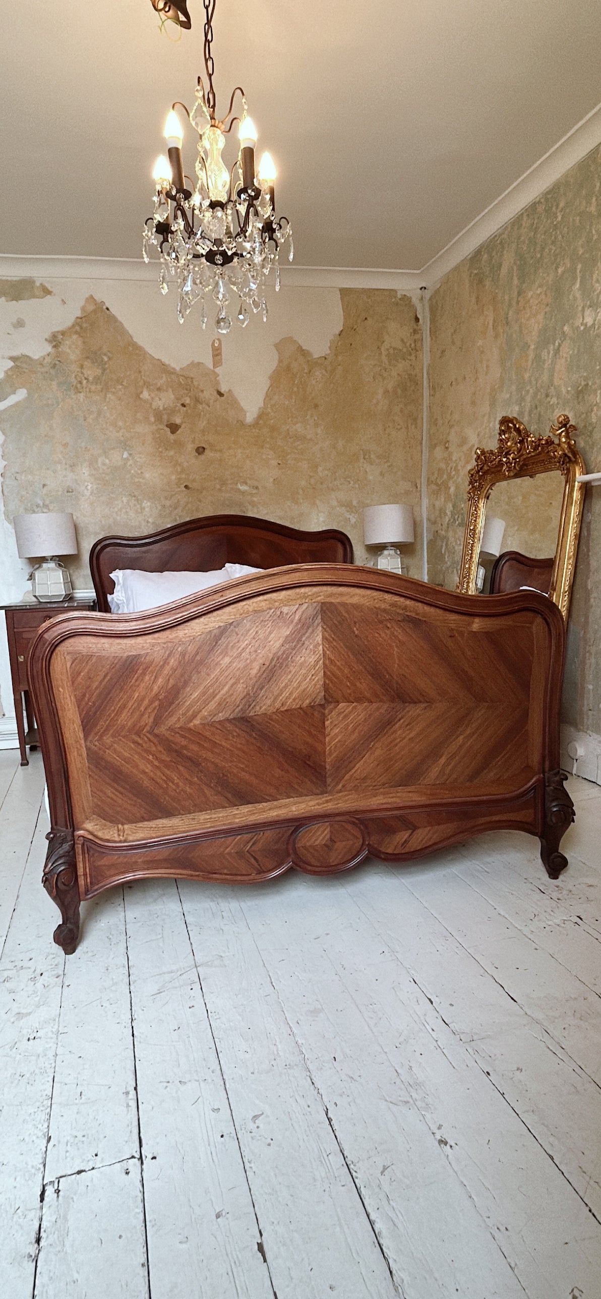Antique walnut French double bed