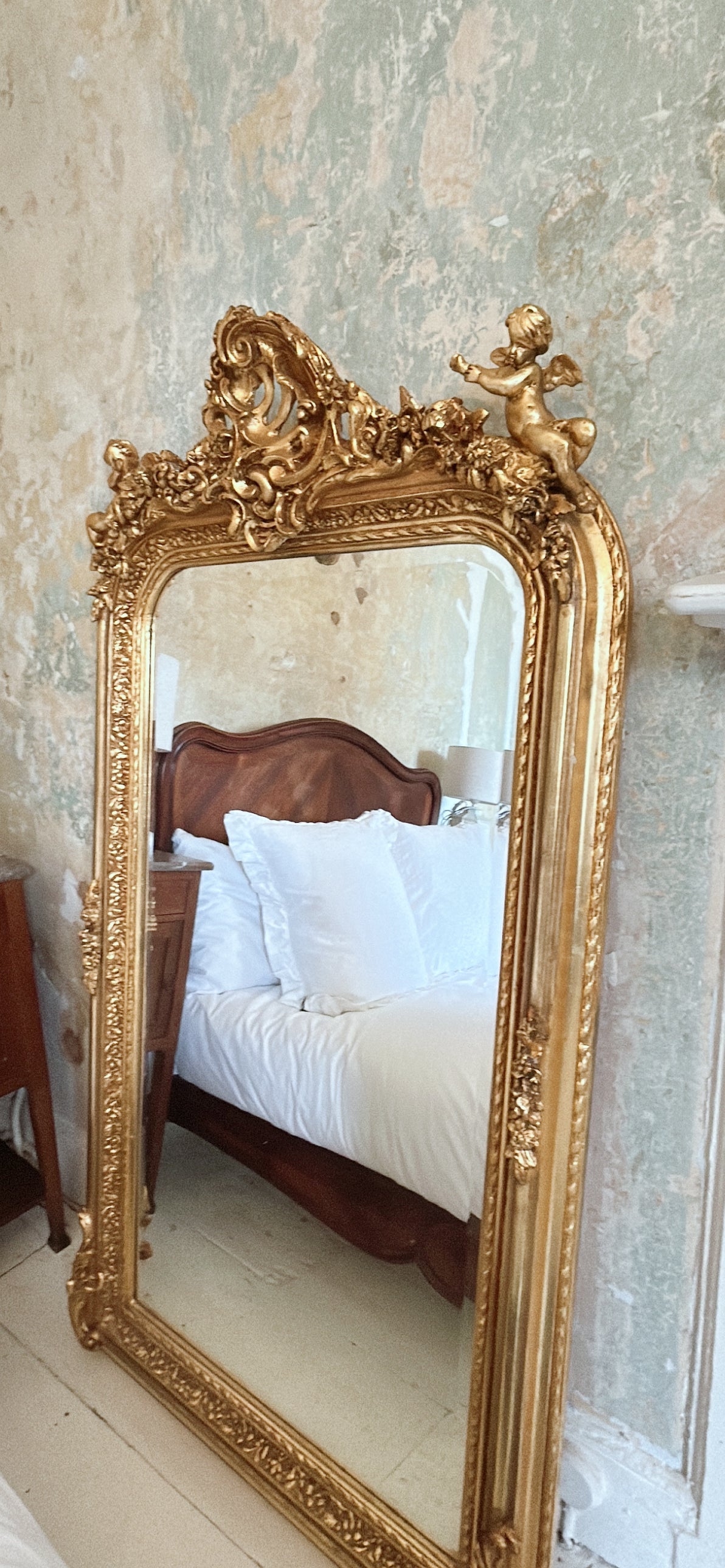 Antique walnut French double bed