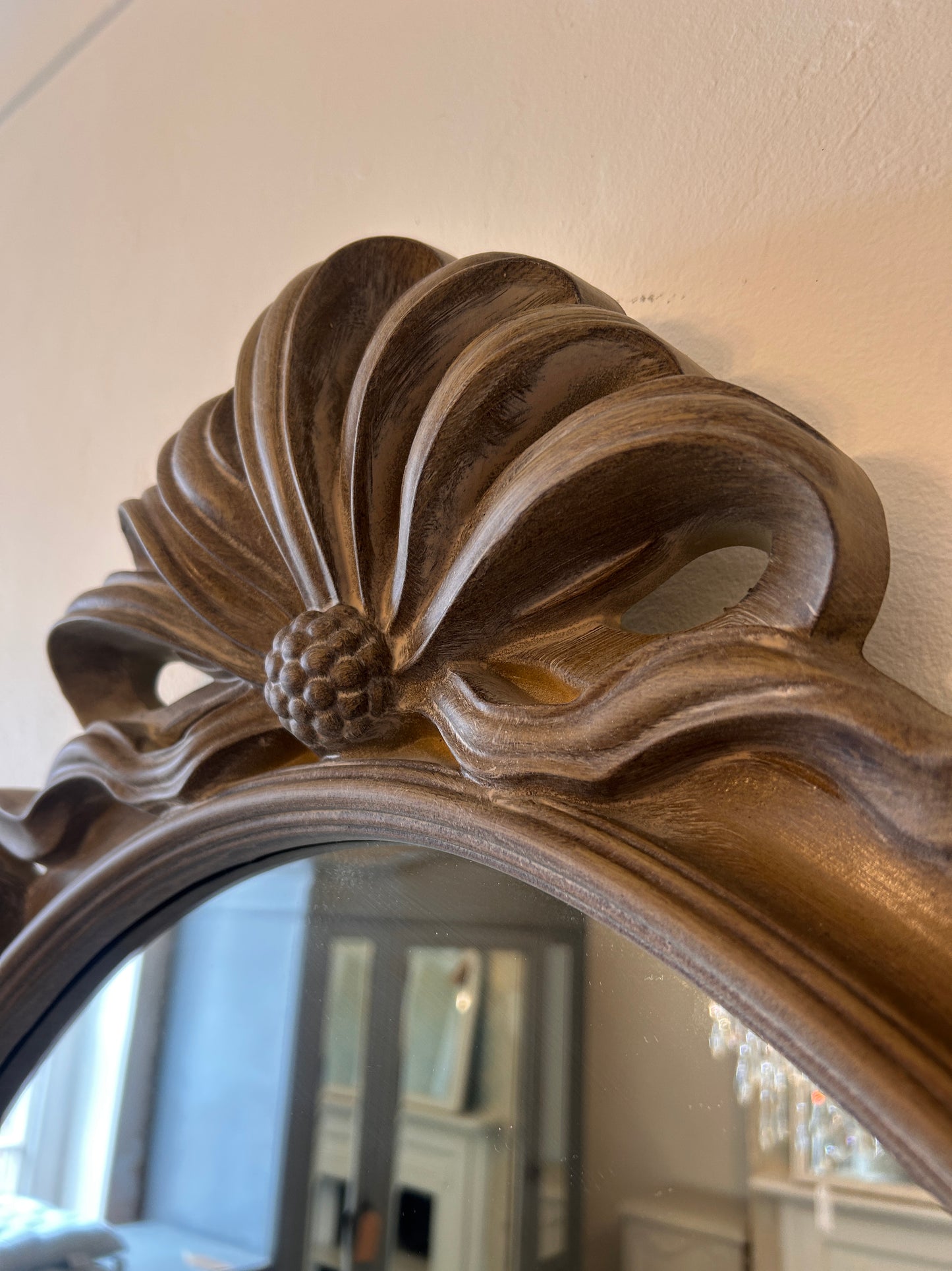 Wood effect bow mirror oval