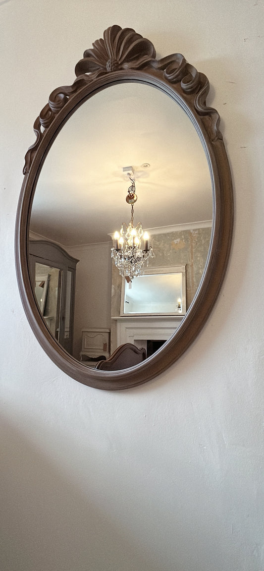 Wood effect bow mirror oval