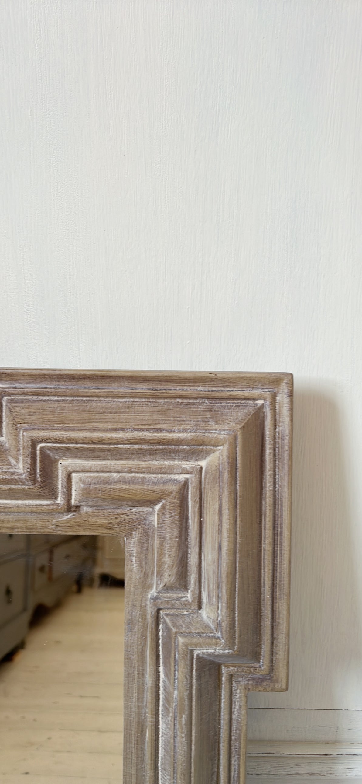 Wood effect square mirror