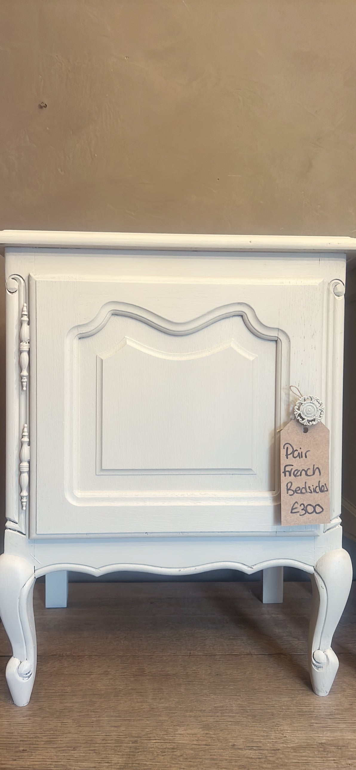 Pair painted vintage bedside tables