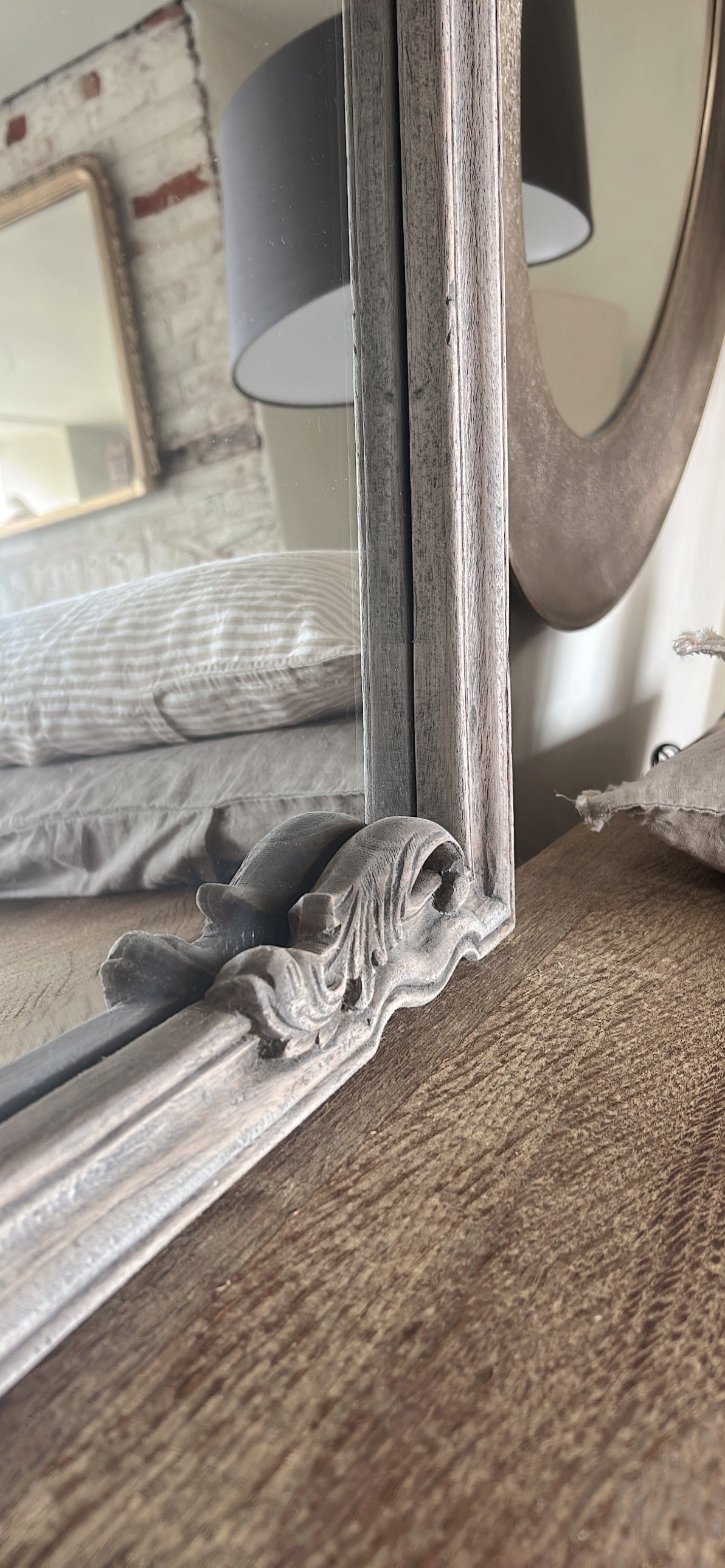 Reclaimed wooded arch mirror with bevelled glass