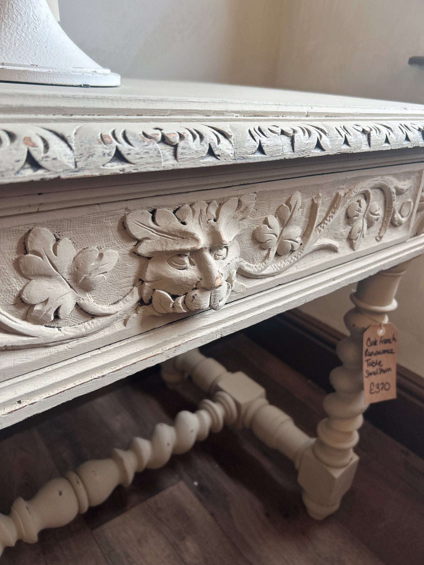 French Renaissance painted table with drawer.