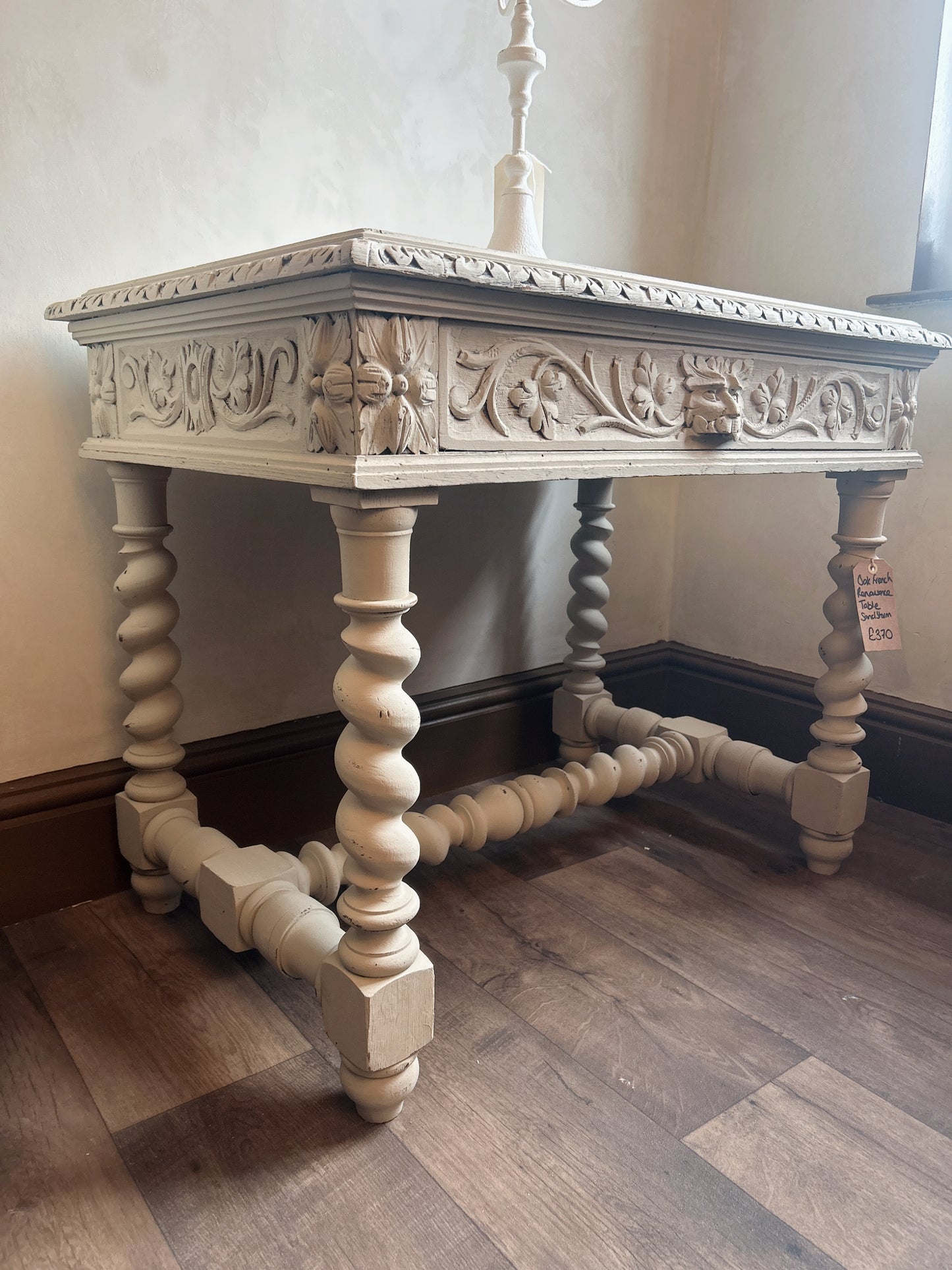 French Renaissance painted table with drawer.