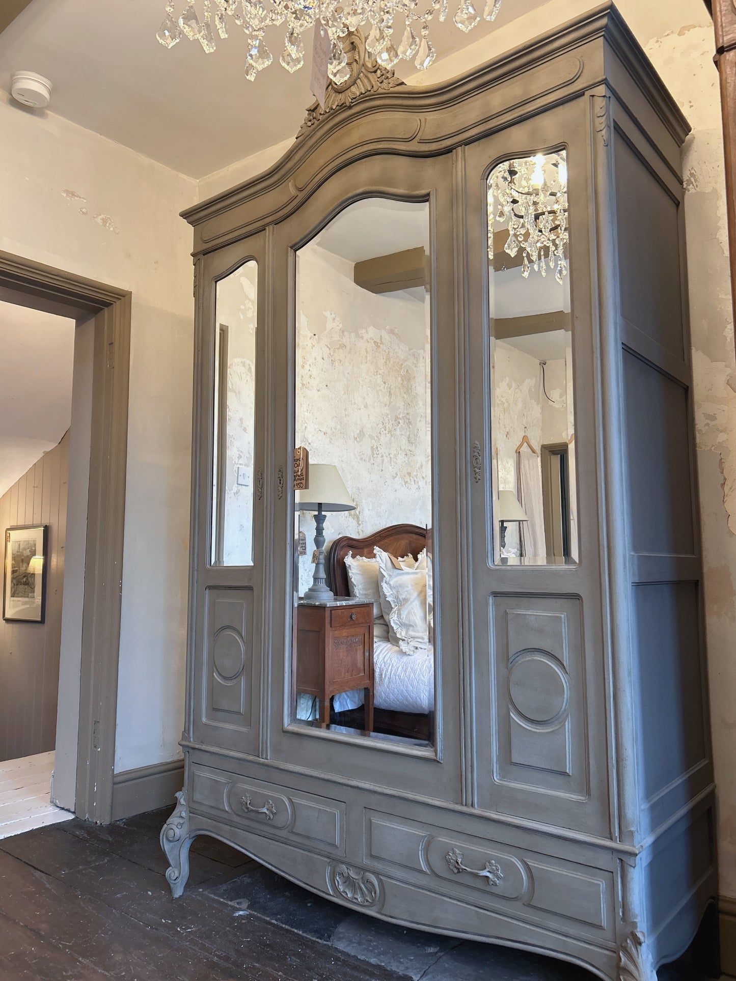 French antique painted armoire