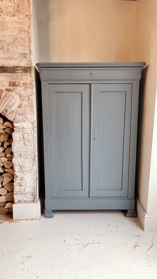 Antique Belgium linen cupboard painted Oxford Blue