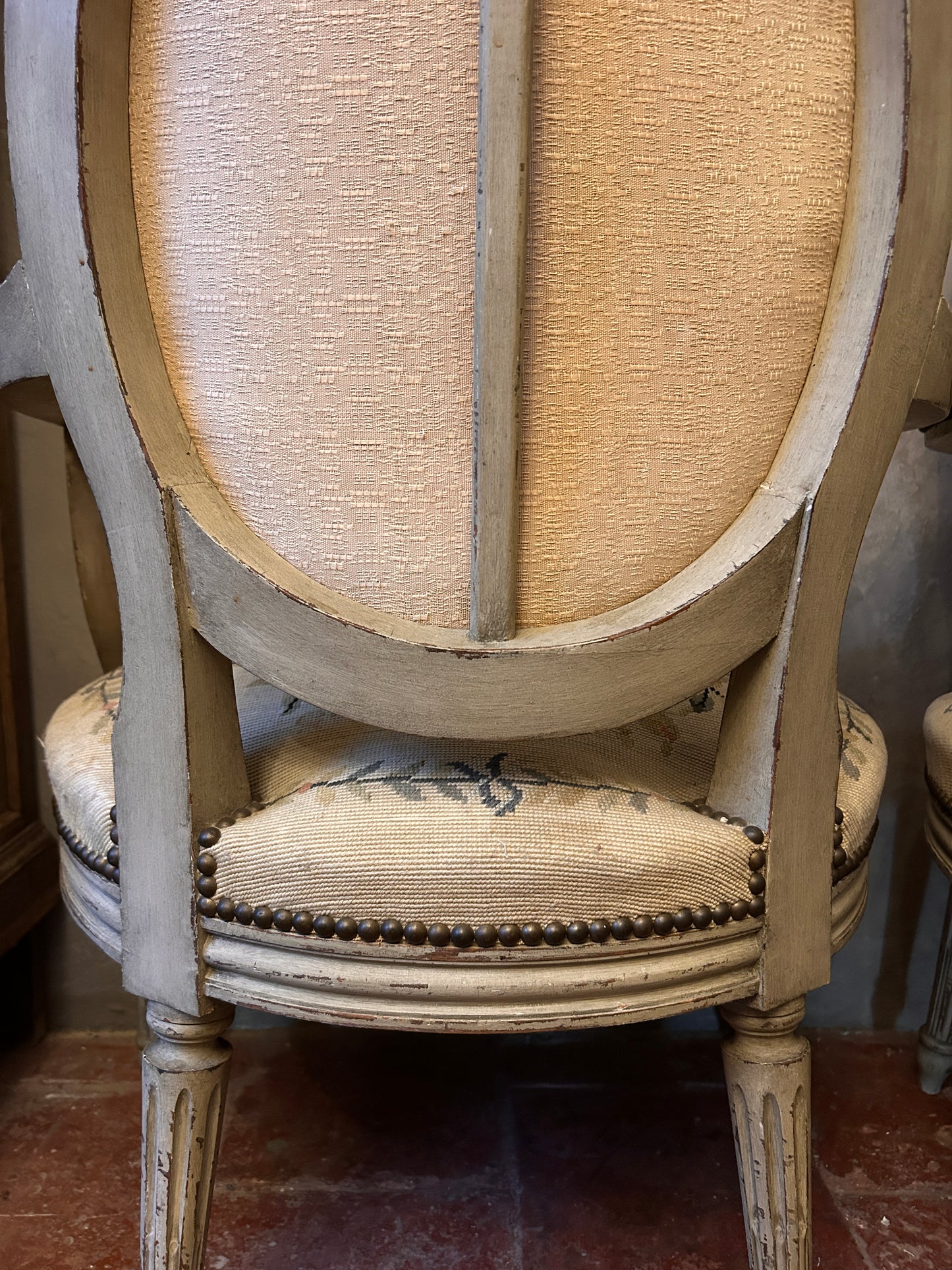 Pair French Louis xv tapestry chairs