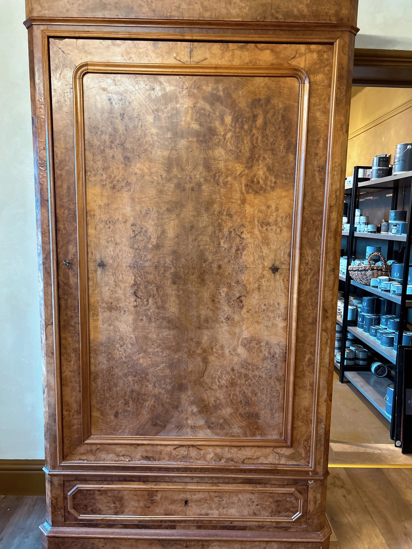 French antique Burr Walnut armoire