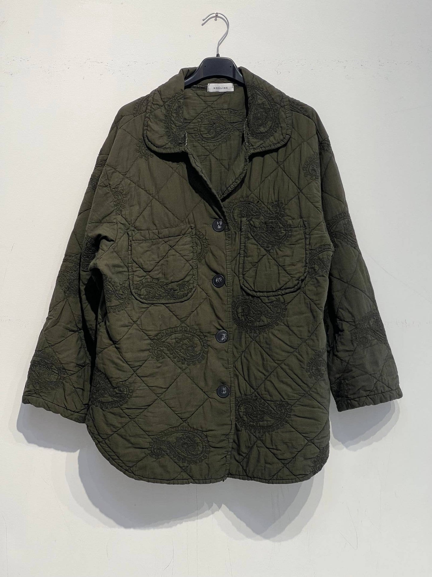 Embroidered quilted jacket 2444: Taupe