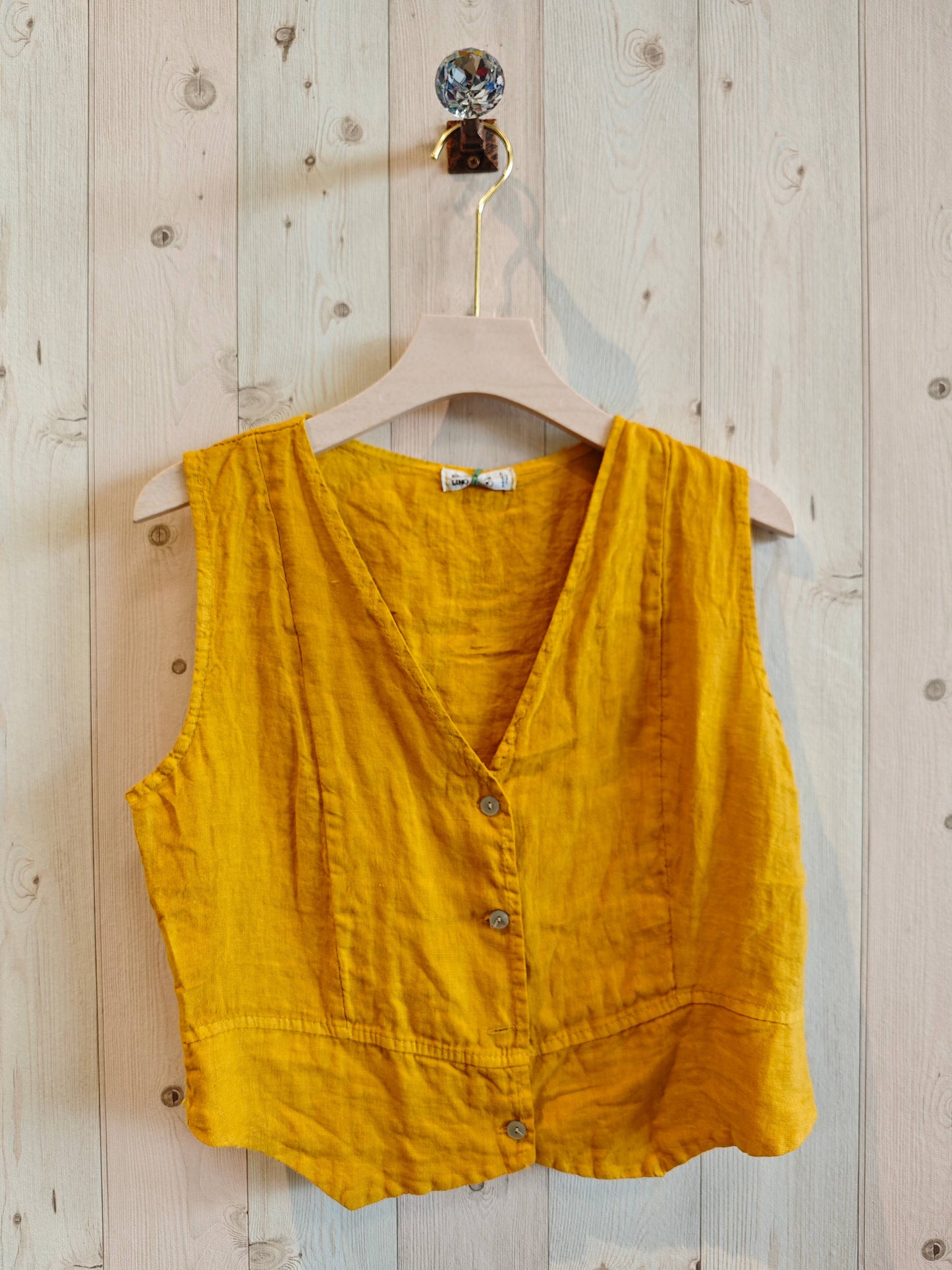 REF 79055 SLEEVELESS T-SHIRT 100% LINEN: Blue