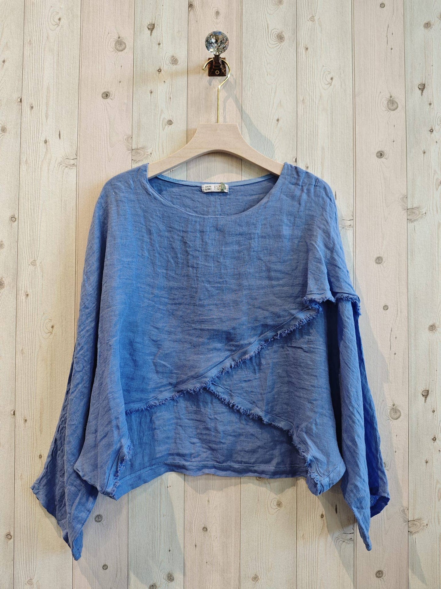 REF 83620 CROSSOVER BLOUSE 100% LINEN: Blank