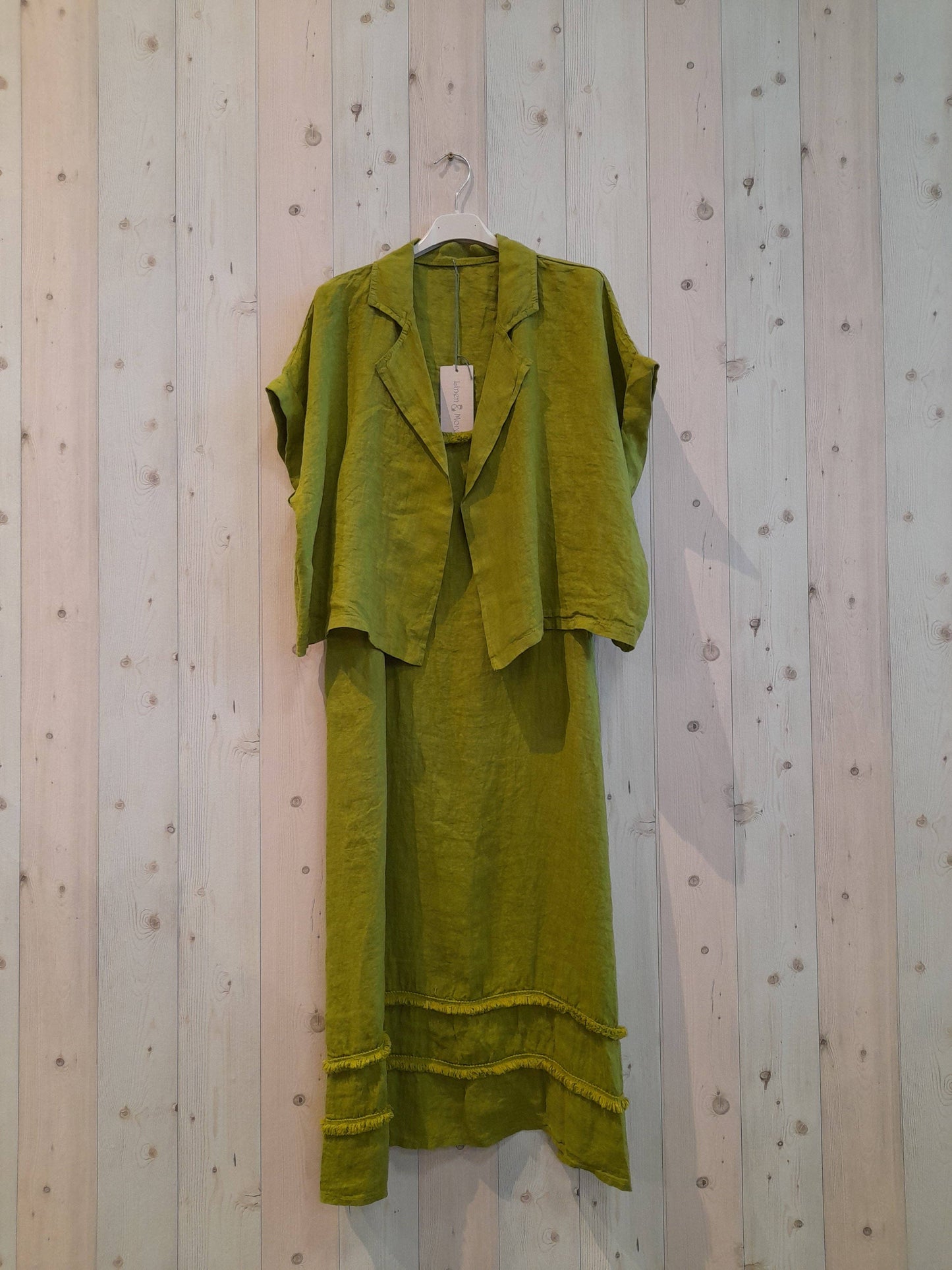 REF 17191 BLAZER AND STRAPPY DRESS SET 100% LINEN: BLANK