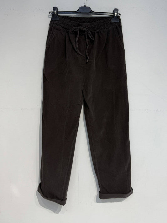 Carrot pants in velvet 30571: Chocolate