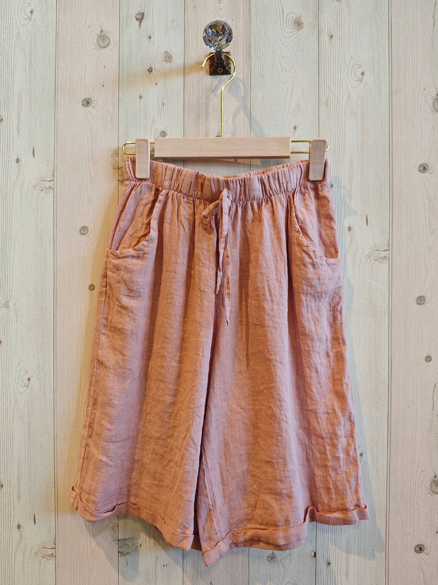 REF 15832 WOMEN'S SHORTS 100% LINEN: CAMEL