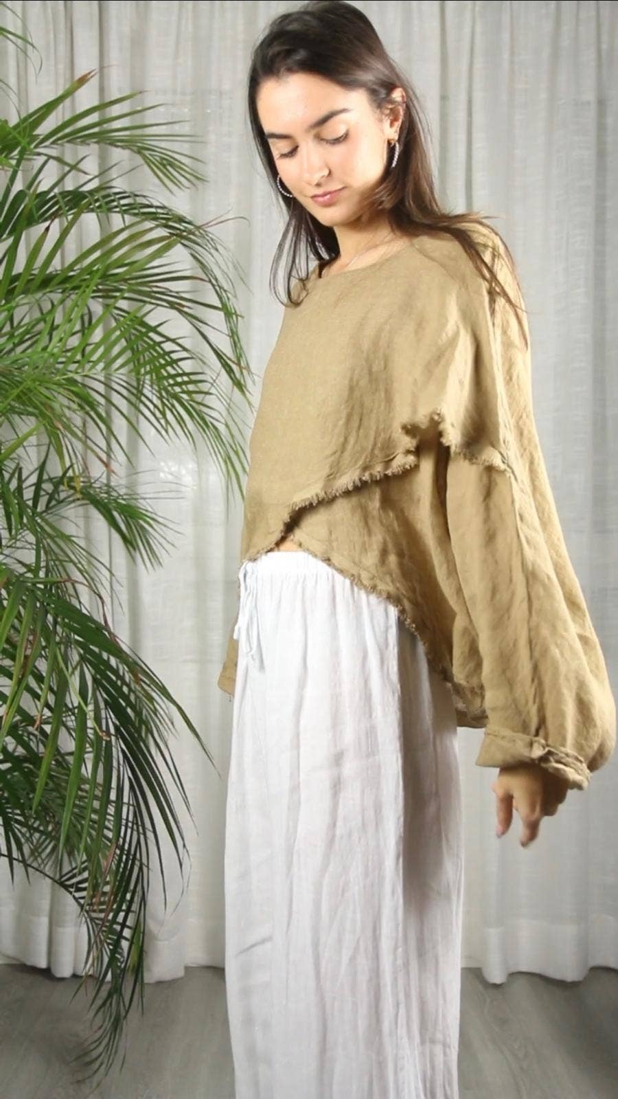 REF 83620 CROSSOVER BLOUSE 100% LINEN: Blank