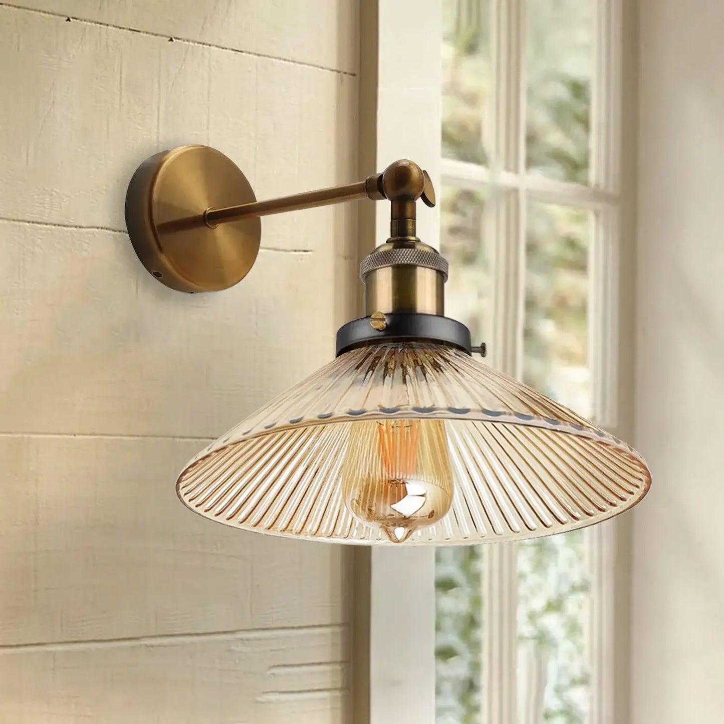 Vintage Industrial Adjustable Glass Wall Sconce Lamp Fitting: Yes