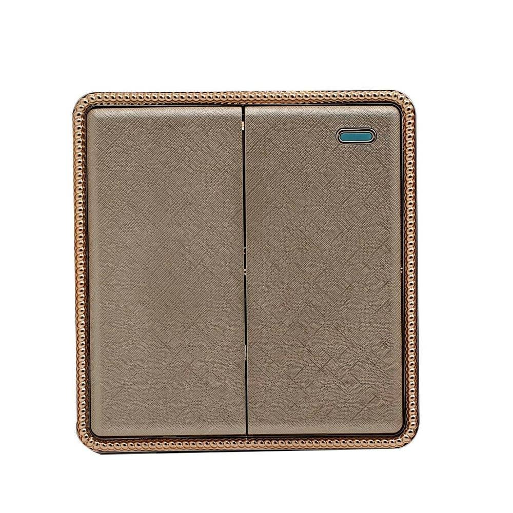 Screwless Textured Gold Light Switches & Socket: 2 Gang Socket