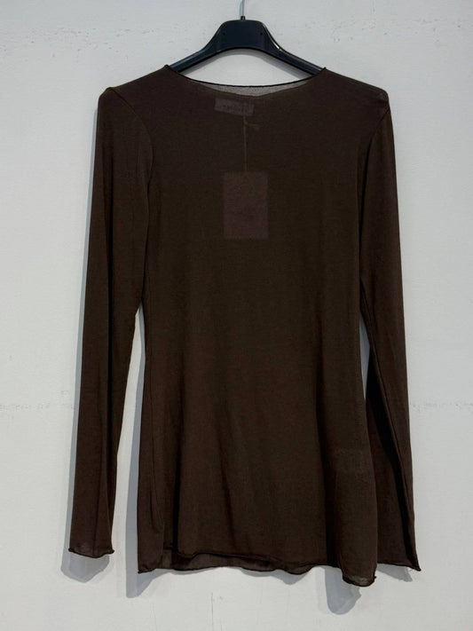 Cashmere round neck long sleeve t-shirt 08886: Chocolate