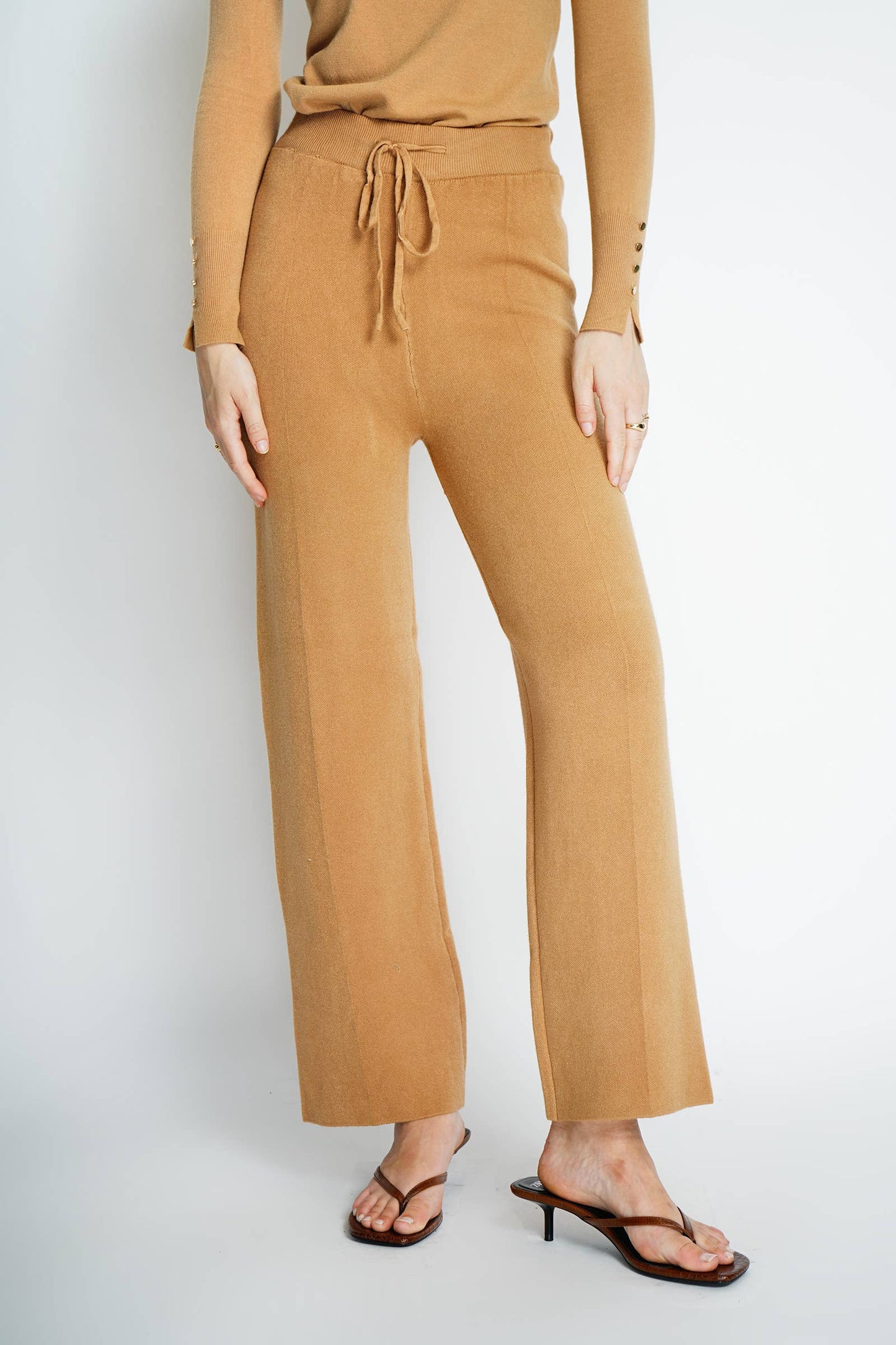 Straight knit pants 25601: Taupe