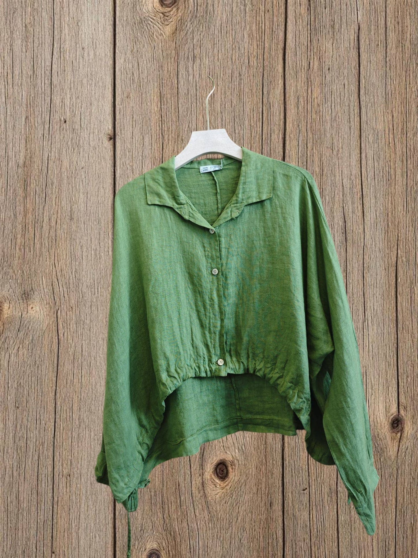 Ref-83790 SHORT BLOUSE 100% LINEN: Black