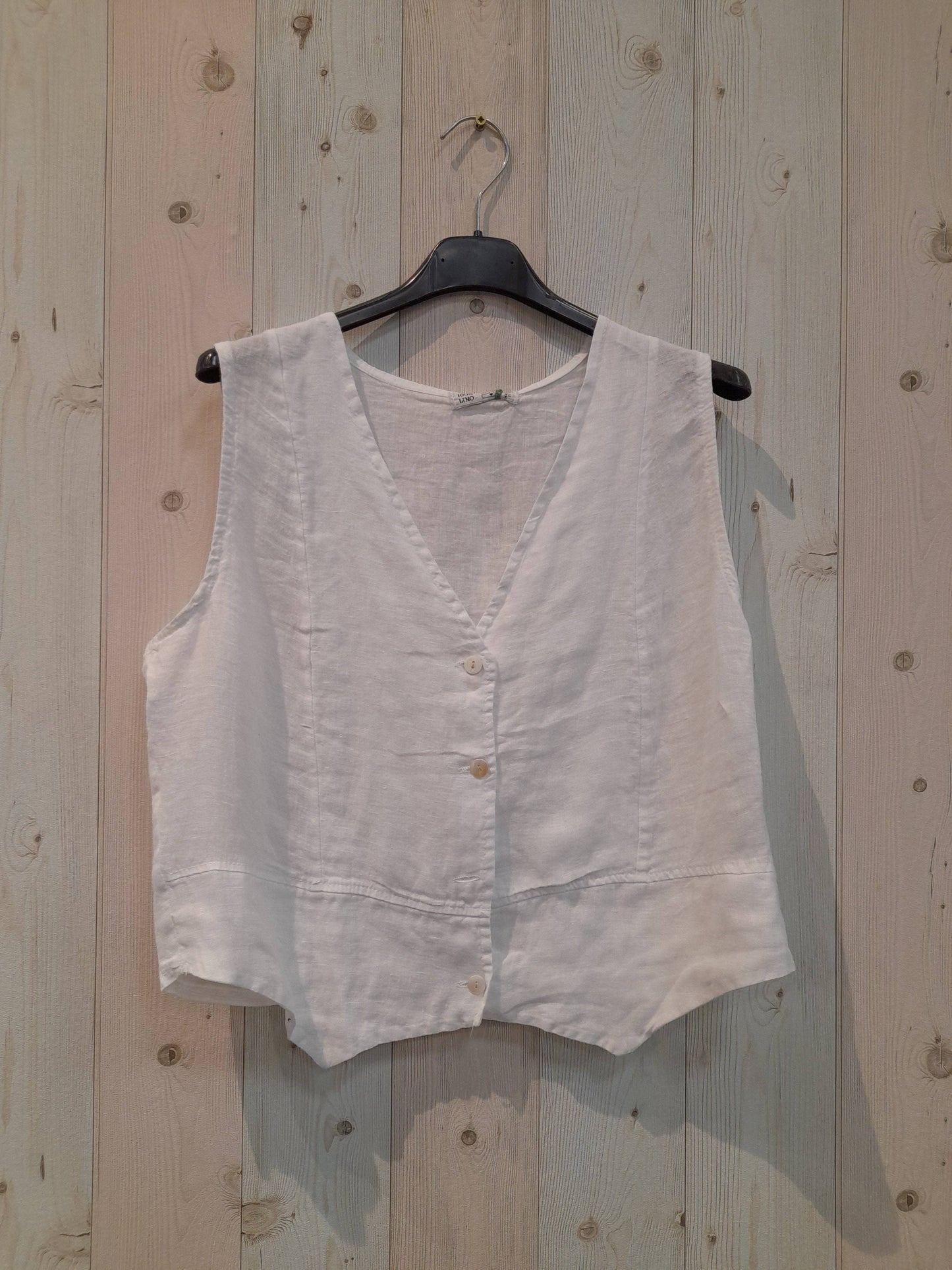 REF 79055 SLEEVELESS T-SHIRT 100% LINEN: Blue