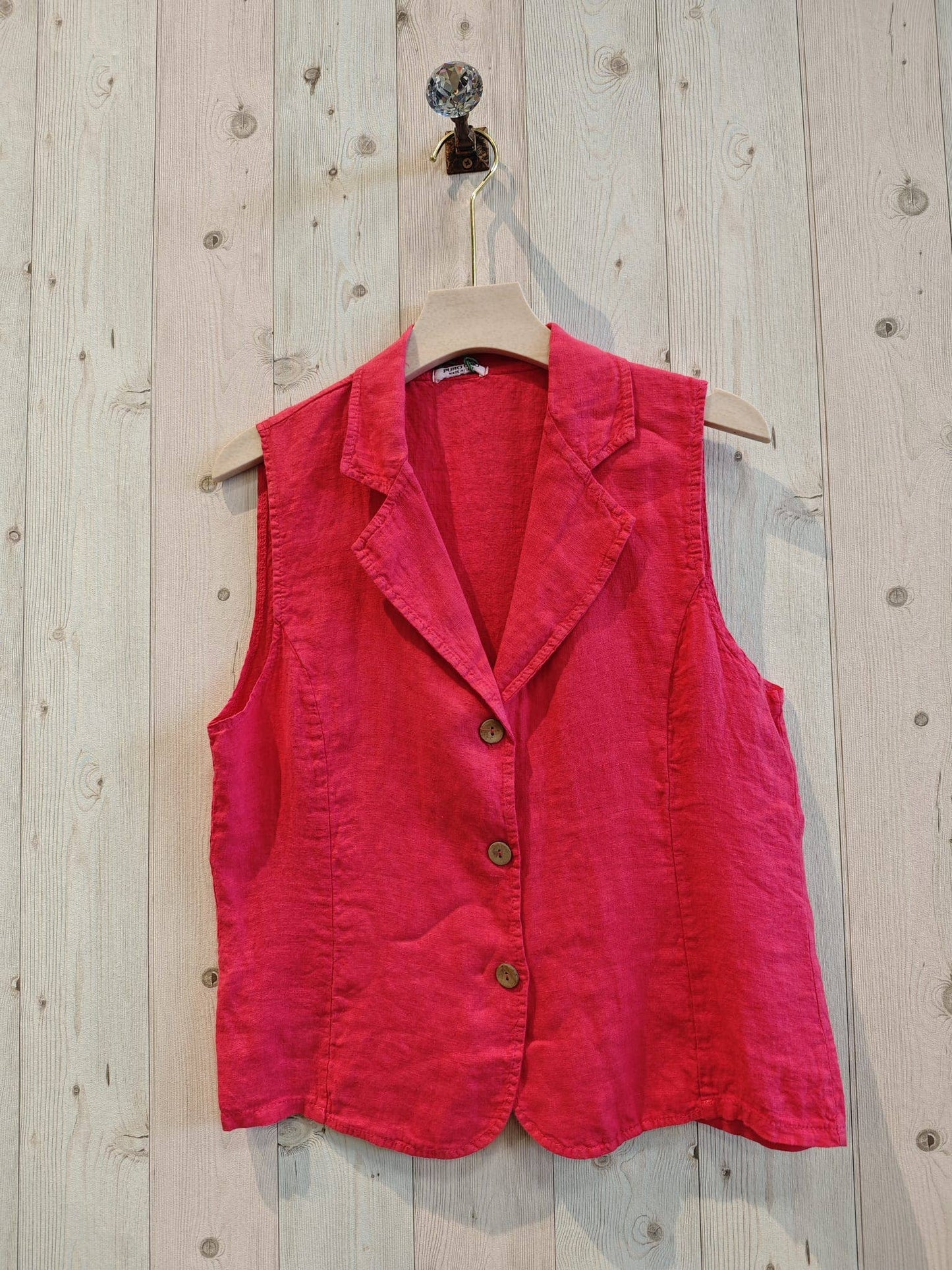 REF 17574 VEST SHIRT COLLAR 100% LINEN: BEIGE