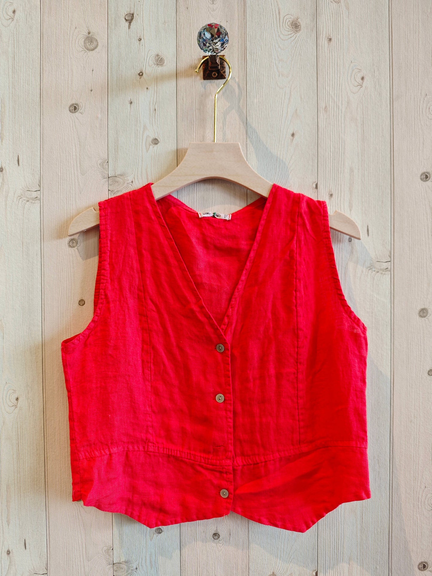 REF 79055 SLEEVELESS T-SHIRT 100% LINEN: Blue