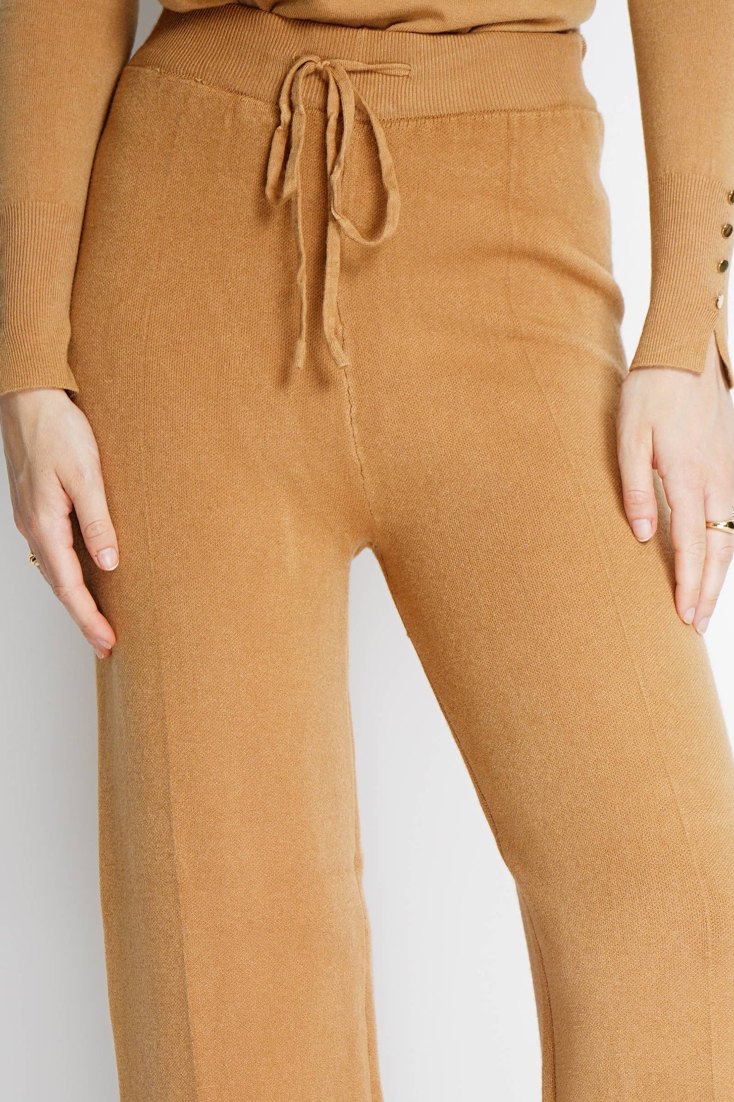 Straight knit pants 25601: Taupe