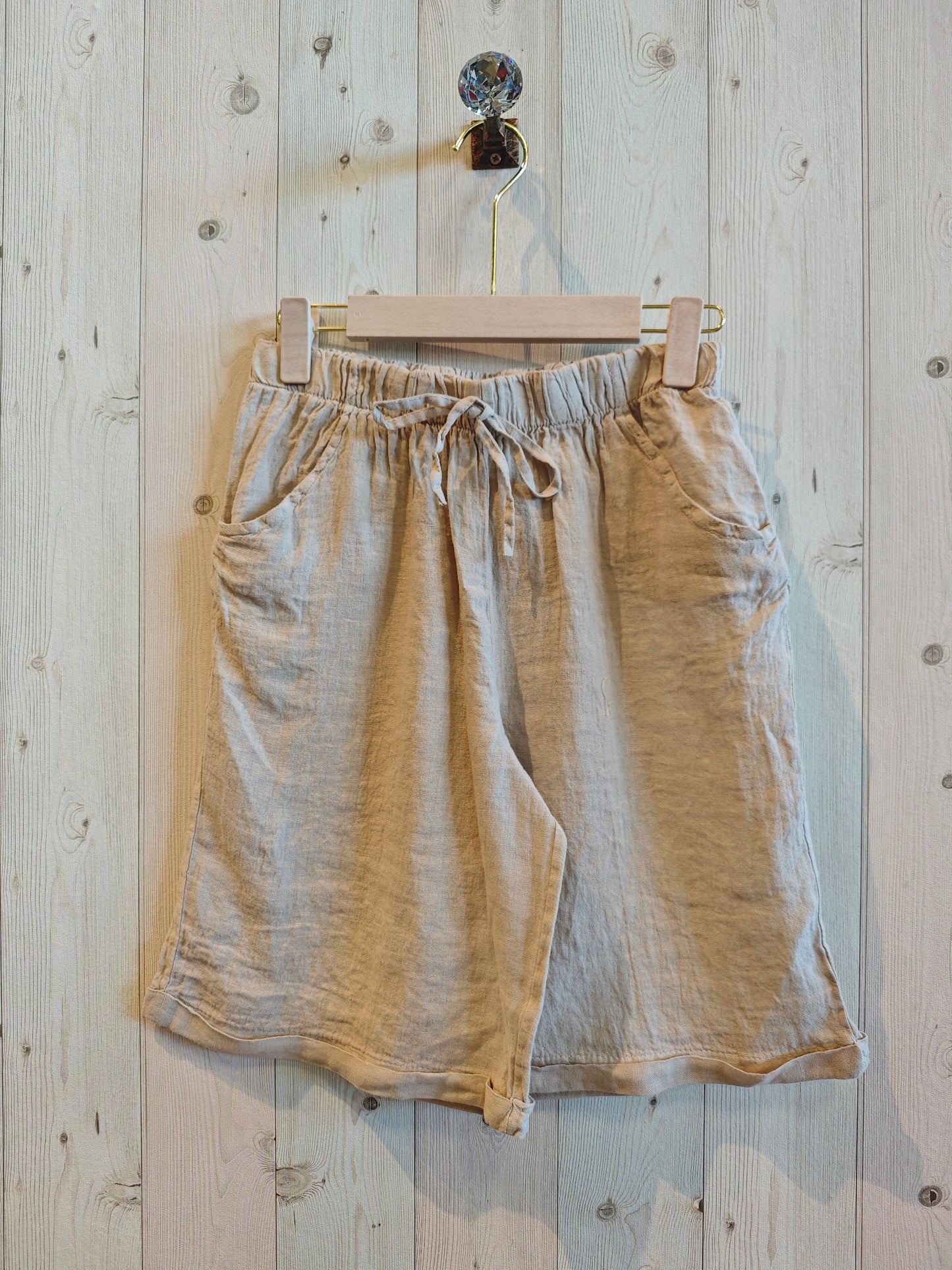 REF 15832 WOMEN'S SHORTS 100% LINEN: CAMEL