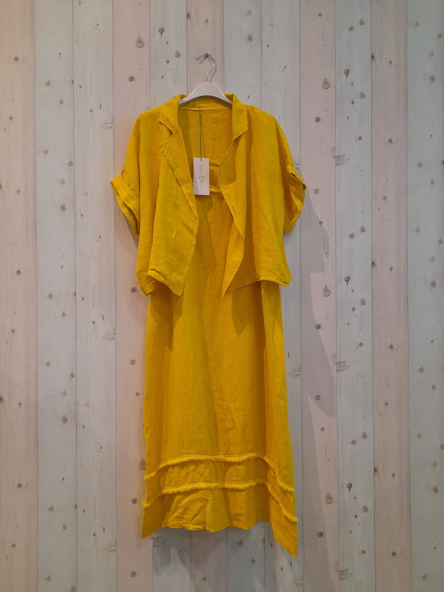 REF 17191 BLAZER AND STRAPPY DRESS SET 100% LINEN: BLANK