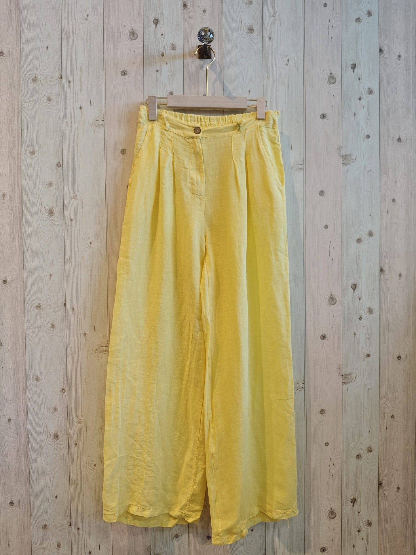 REF 30523 TROUSERS WITH ONE BUTTON 100% LINEN: BEIGE