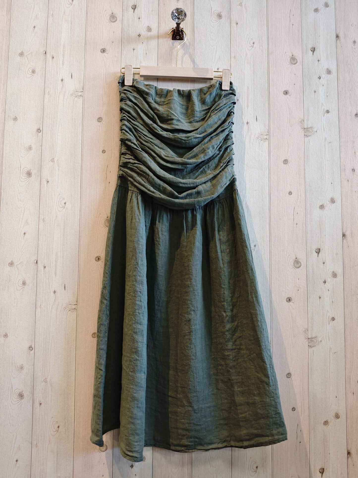 REF 17829 100% LINEN STRAPLESS DRESS: Rose