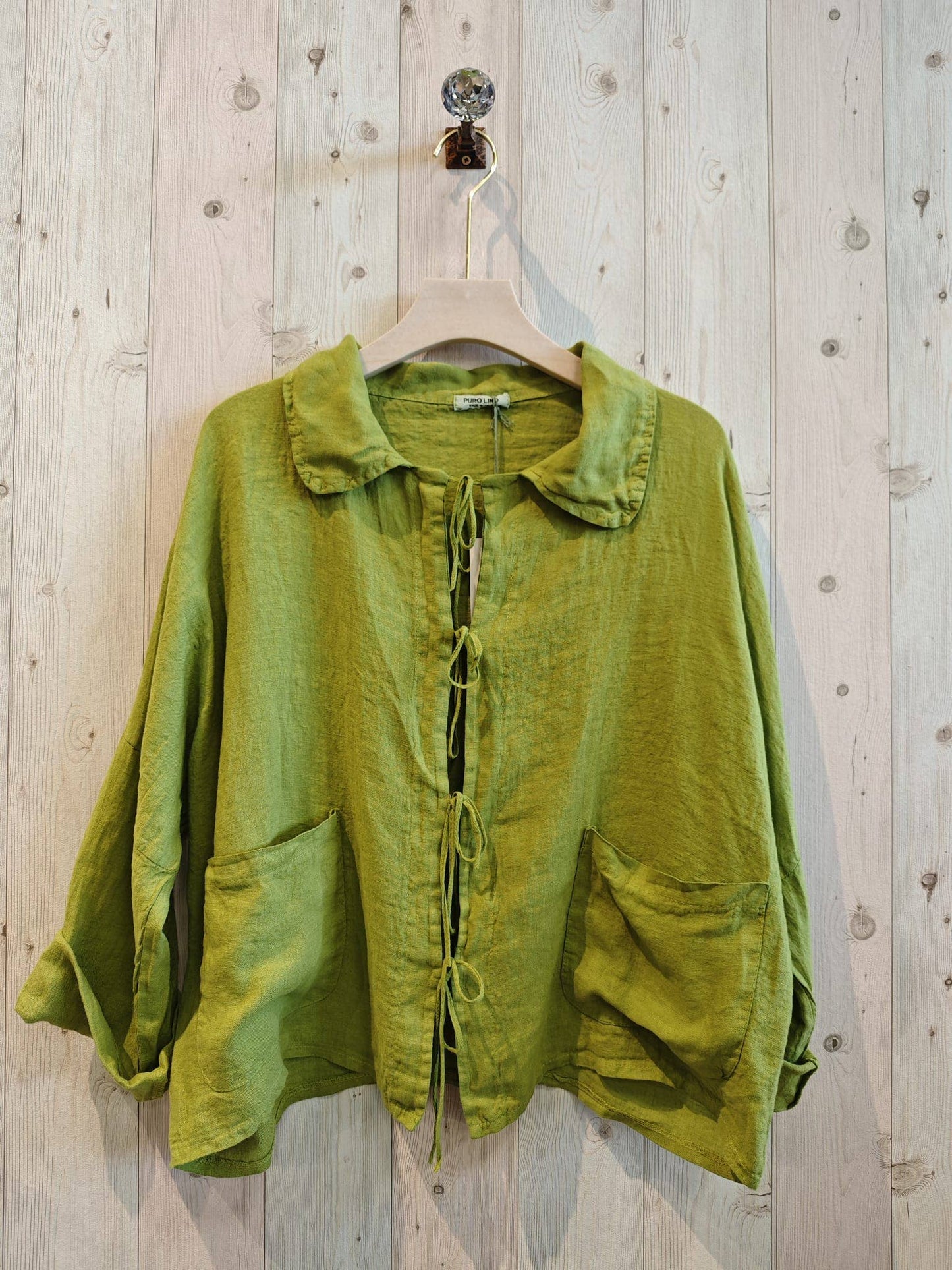 REF 17740 BABY COLLAR BLOUSE, OPEN 100% LINEN: Rose