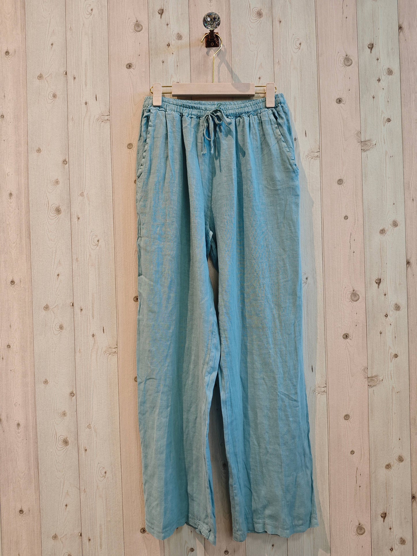 REF 30132 BASIC STRAIGHT LEG PANTS 100% LINEN: BLANK