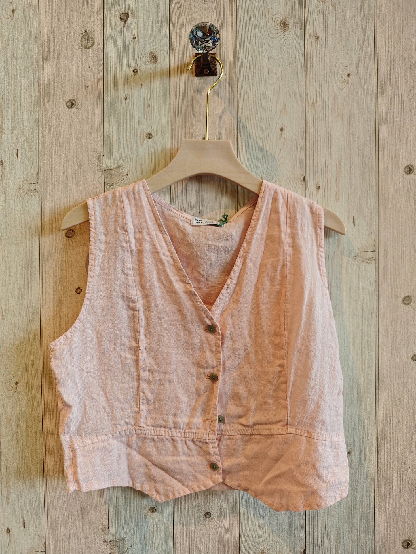 REF 79055 SLEEVELESS T-SHIRT 100% LINEN: Blue
