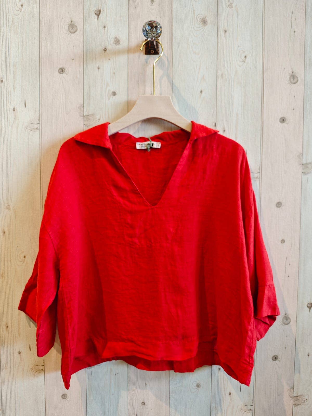 REF 12104 BLOUSE SHIRT COLLAR 100% LINEN: Blank