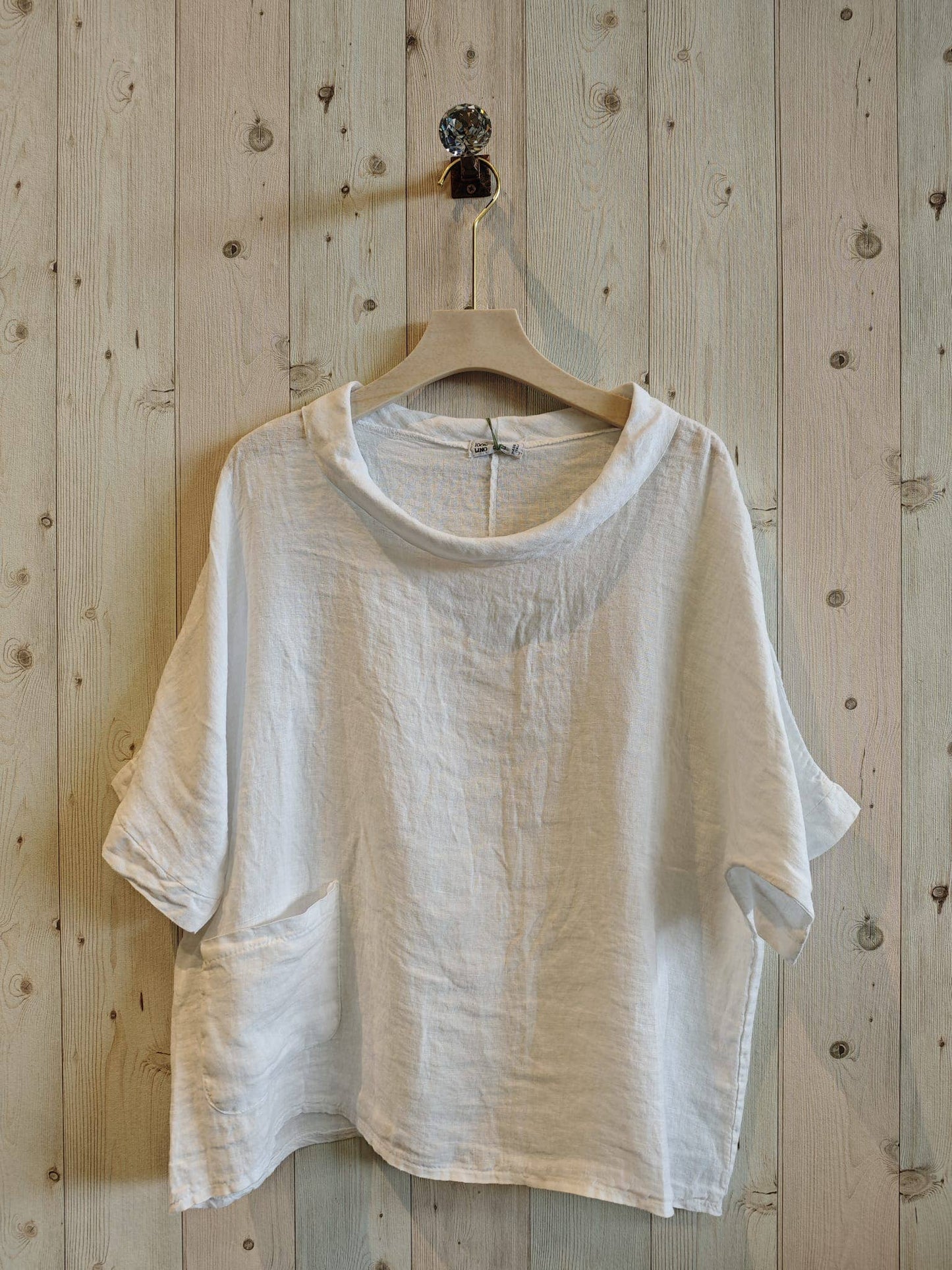 BOAT NECK BLOUSE 100% LINEN: Blank