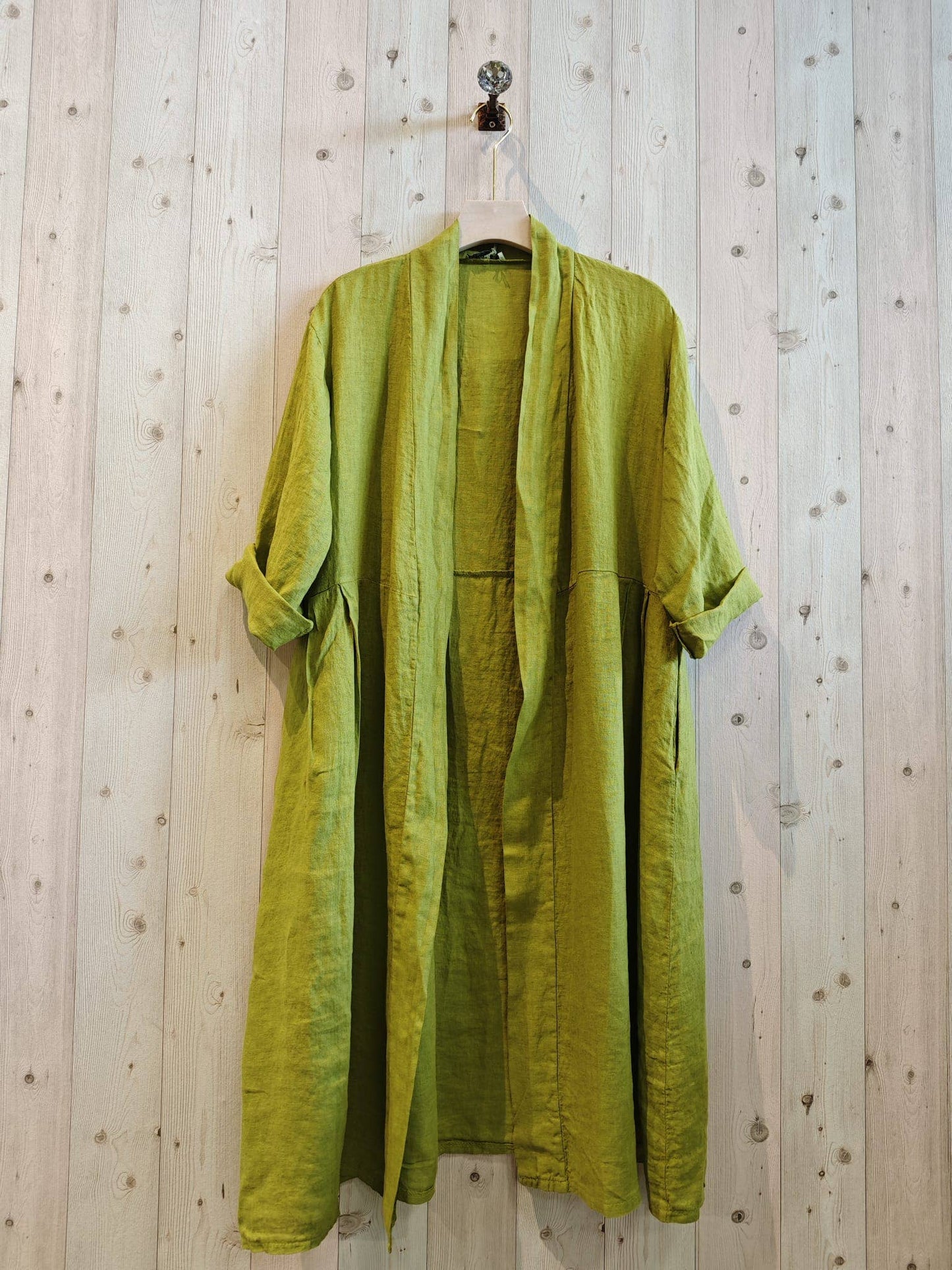 REF 17260 LONG CARDIGAN 100% LINEN: BEIGE