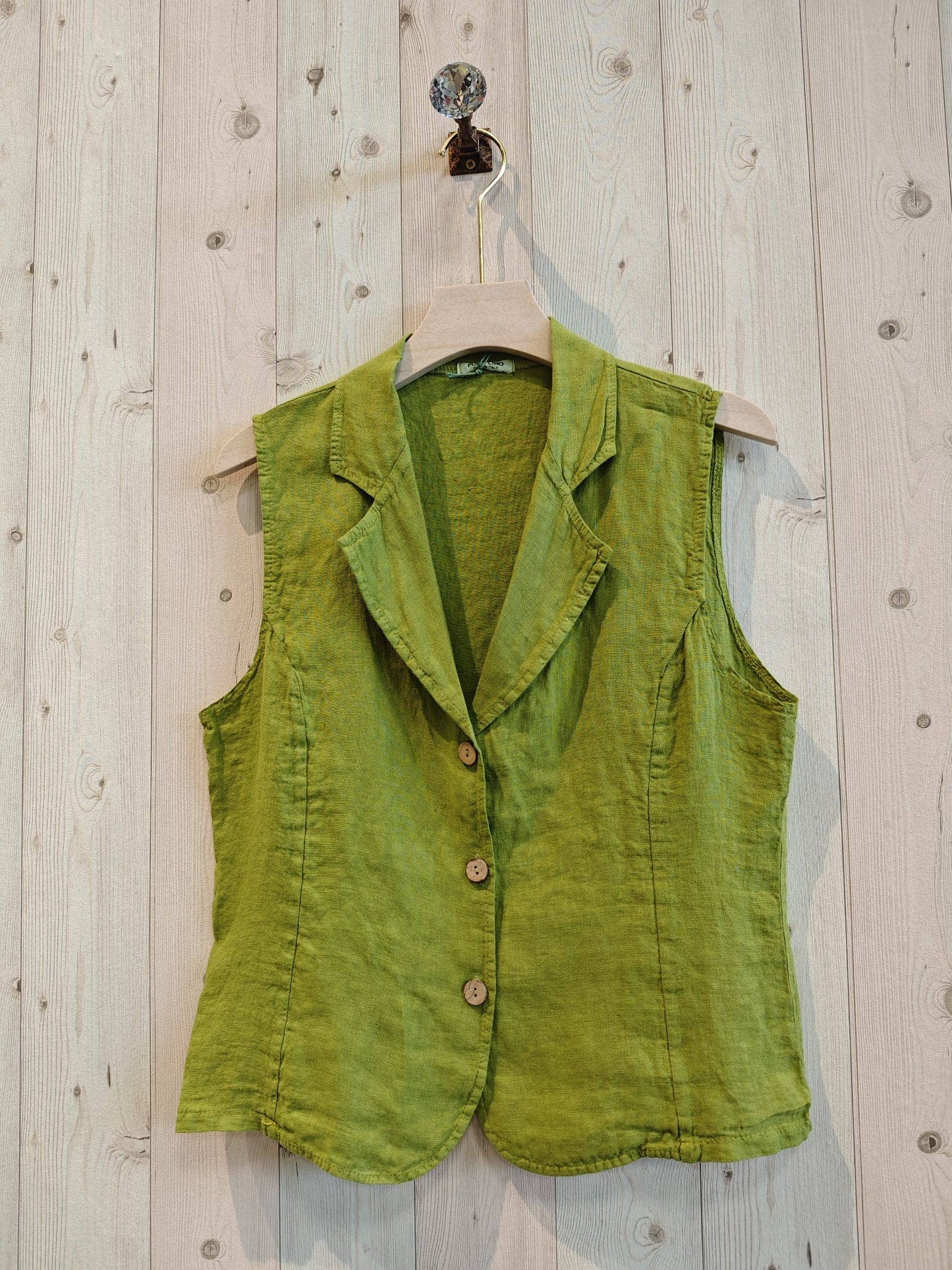 REF 17574 VEST SHIRT COLLAR 100% LINEN: BEIGE