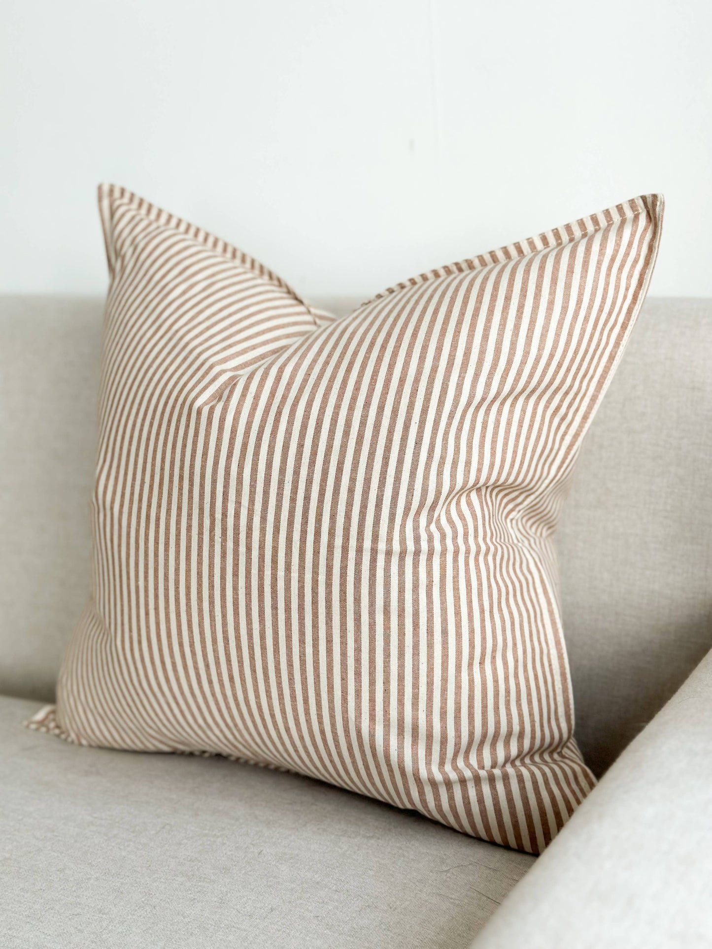 Darcy Cotton Cushion Cover – Thin Brown Stripe: 45 x 45 cm