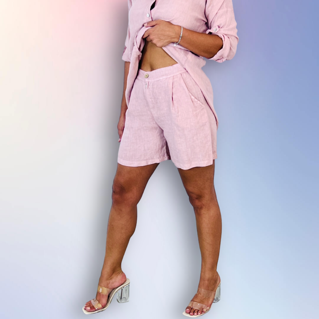 REF 15832 WOMEN'S SHORTS 100% LINEN: CAMEL