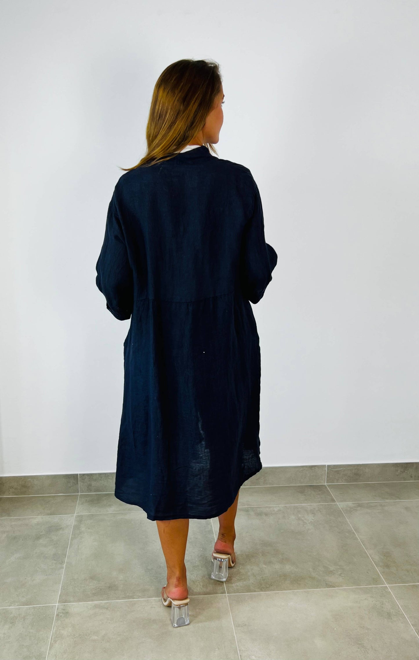 REF 17260 LONG CARDIGAN 100% LINEN: BEIGE