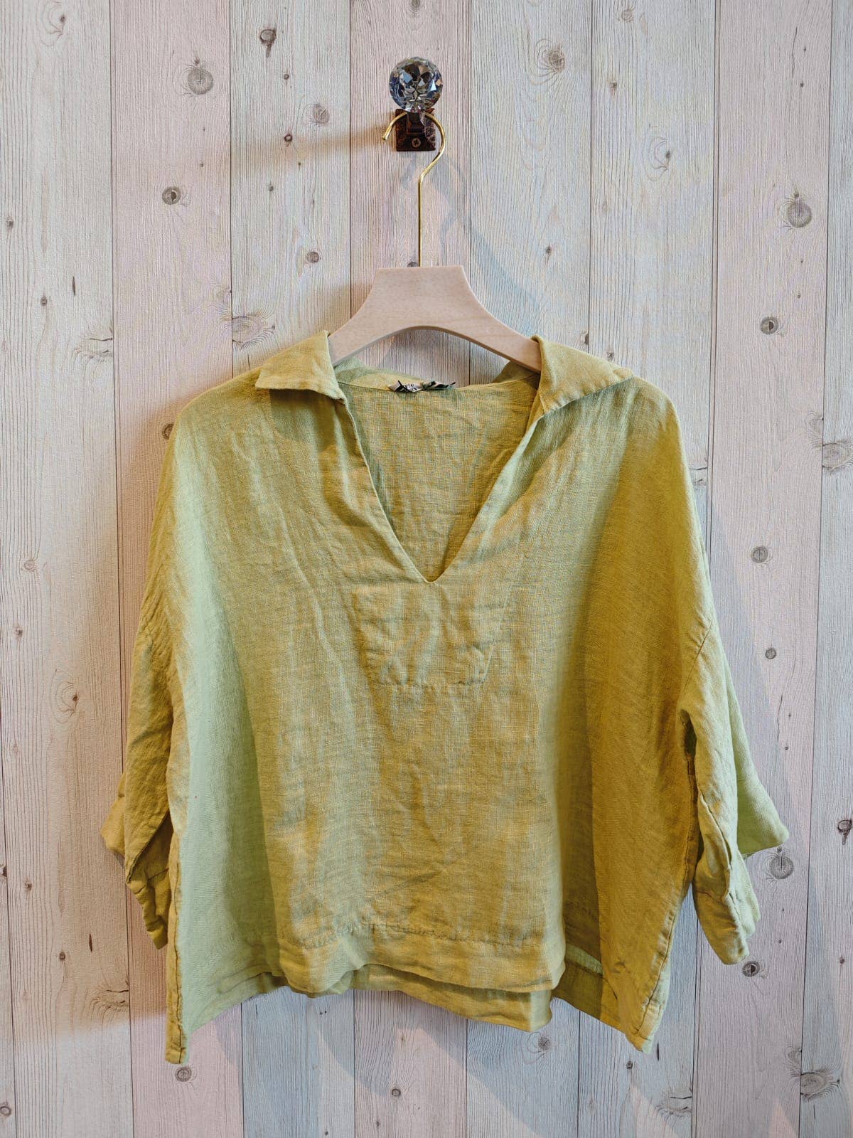 REF 12104 BLOUSE SHIRT COLLAR 100% LINEN: Blank