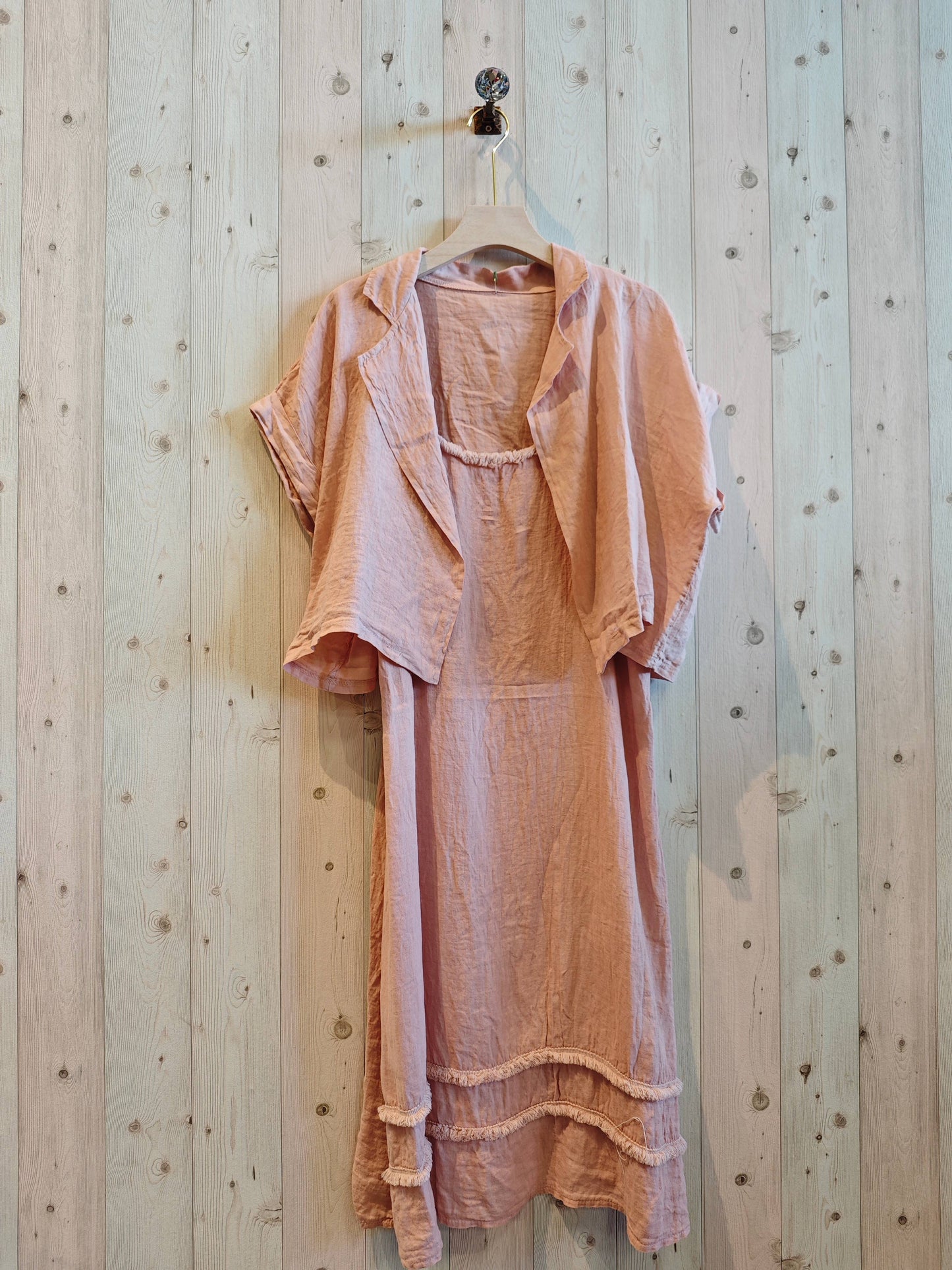 REF 17191 BLAZER AND STRAPPY DRESS SET 100% LINEN: BLANK