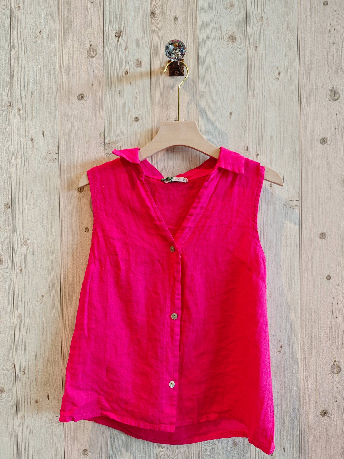 REF 83521 SLEEVELESS SHIRT 100% LINEN: Mole