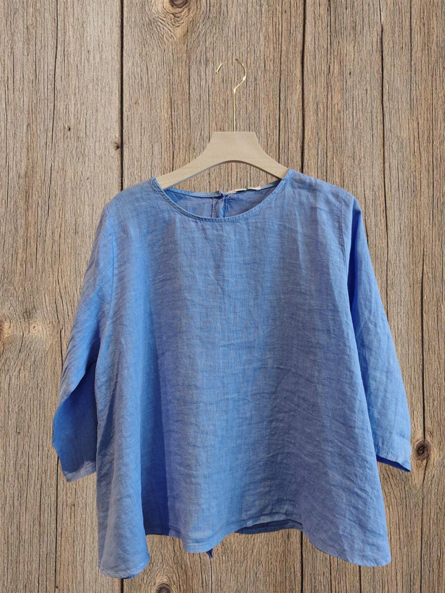 Ref-59100 LONG-SLEEVE BLOUSE 100% LINEN: Black